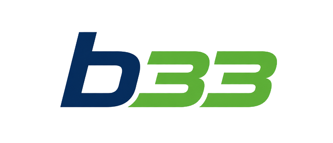 b33 logo in purple neon style